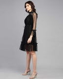 Whitewhale Women Fit and Flare Black Dress