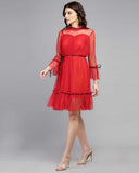 Whitewhale Women Fit and Flare Red Dress